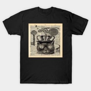 Dark Academia skeleton keys steampunk gear halloween spooky black cat T-Shirt